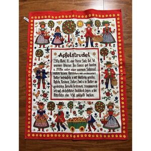 Kolf 100% Cotton Austrian Folk Art Tea Towel Apfelstrudel Apple Strudel‎ Recipe